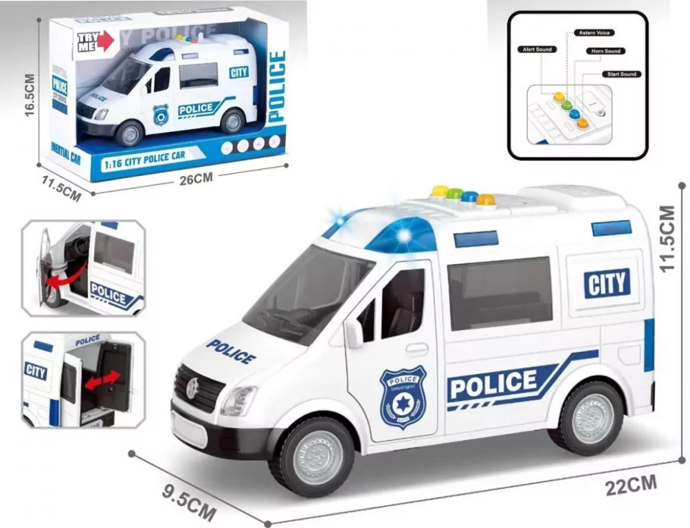 Auto policja światło dźwięk 1:16 - tantis.pl