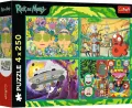 Puzzle 4x250 Zakręcony świat Ricka i Morty TREFL - tantis.pl
