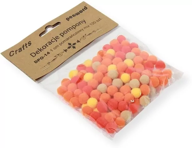 Dekoracje pompony 1cm mix pomarańczowy - tantis.pl