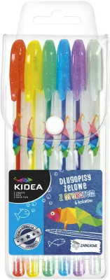 Długopisy żelowe z brokatem 6 kolorów