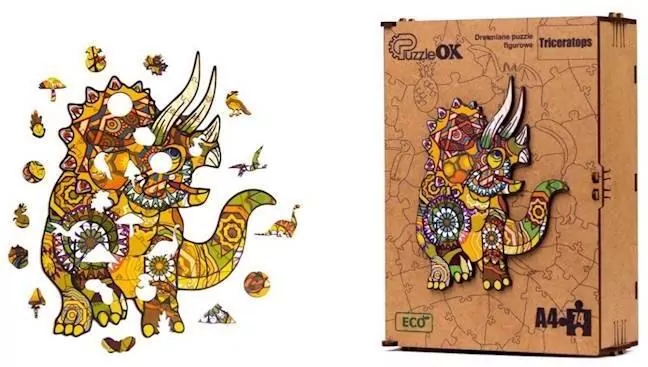 Puzzle drewniane eko 74. Triceratops - tantis.pl