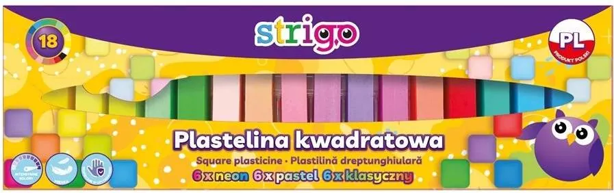 Plastelina kwadratowa 18 kolorów STRIGO - tantis.pl
