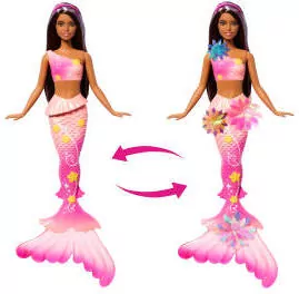 Barbie Syrenka Rozkwitające kwiaty Lalka brunetka - tantis.pl