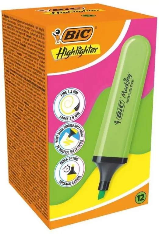 Zakreślacz Highlighter zielony neon (12szt) BIC - tantis.pl