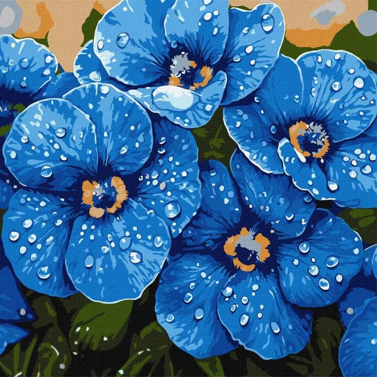Malowanie po numerach - Fiołki w rosie 40x40cm - tantis.pl