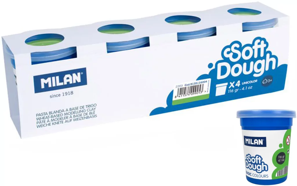 Ciastolina Basic 116g 4 słoiczki zielona MILAN - tantis.pl