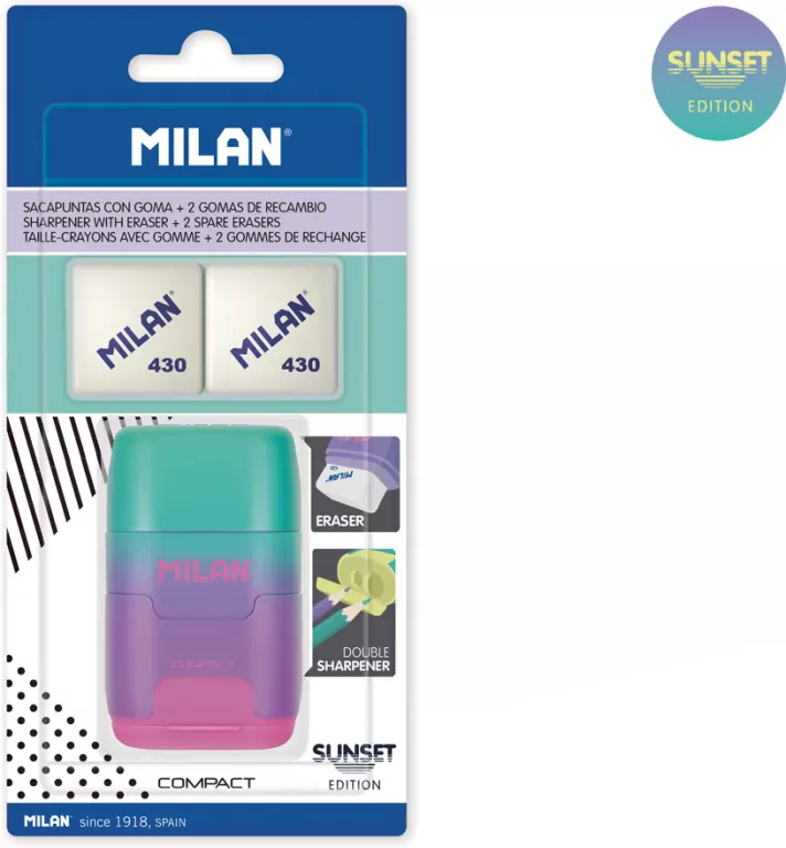 Temperówko-gumka Compact Sunset + 2 gumki MILAN - tantis.pl