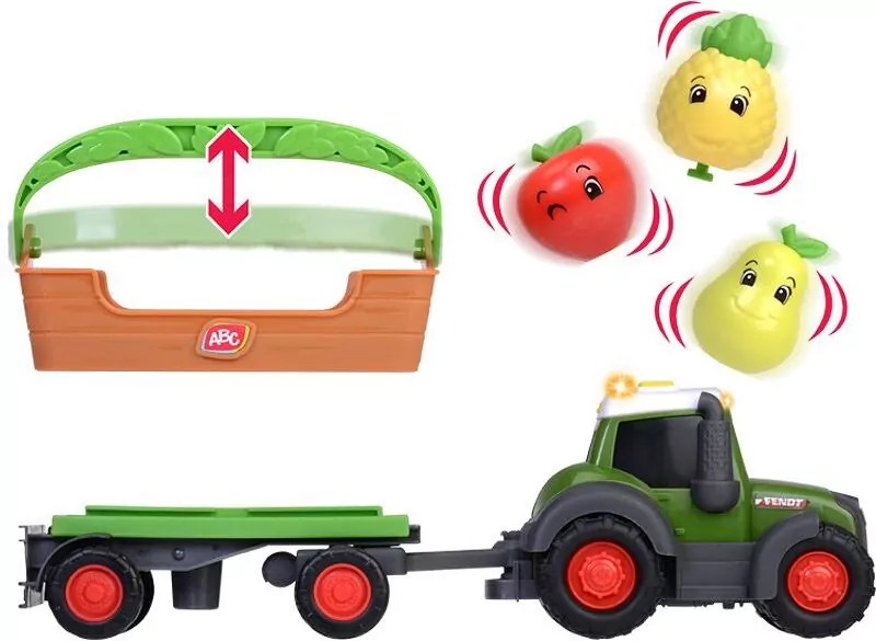 ABC Owocowy traktor z przyczepą 30cm - tantis.pl