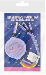 Brelok z kabelkami do ładowania fioletowy 3w1