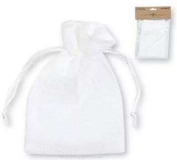 Woreczki jutowe białe 7x10cm, 6 sztuk - tantis.pl