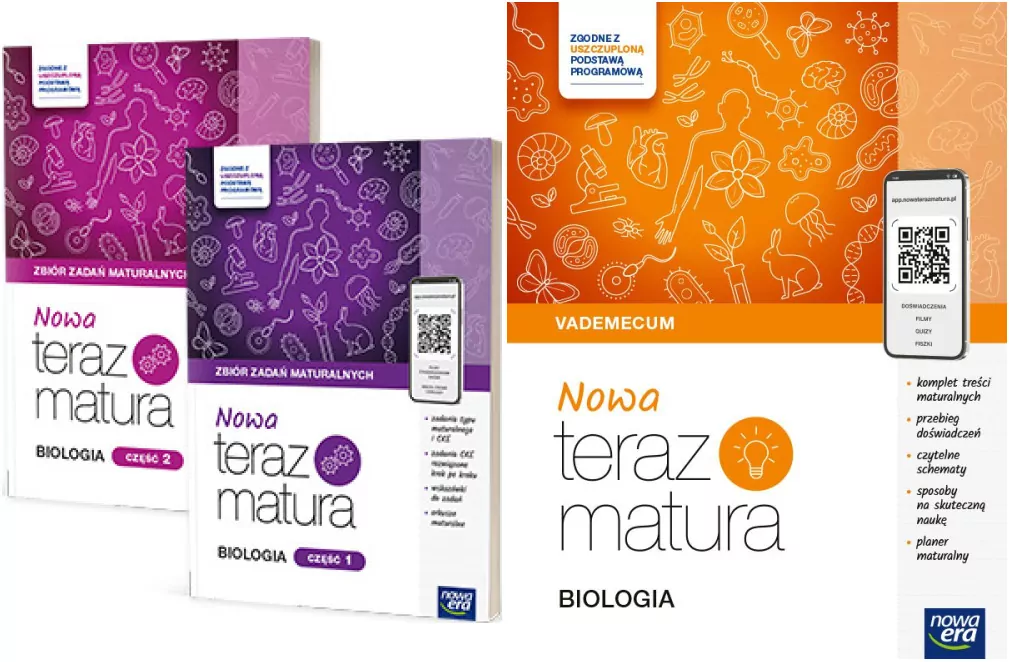 Pakiet: NOWA Teraz Matura. Biologia. Zbiór zadań zestaw / Vademecum. Zakres rozszerzony - tantis.pl