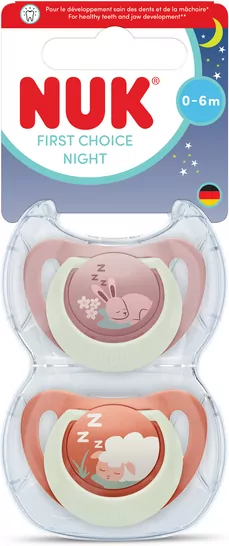 NUK. First Choice. Smoczki. 0-6 miesięcy. Królik/Owca. 2 sztuki - tantis.pl