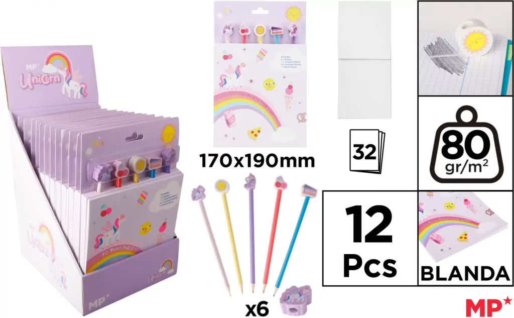Notes z kredkami i gumkami Unicorn - tantis.pl