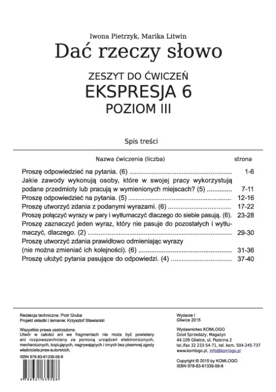 Dać rzeczy słowo. Ekspresja 6. Poziom 3. Zeszyt ćwiczeń - tantis.pl