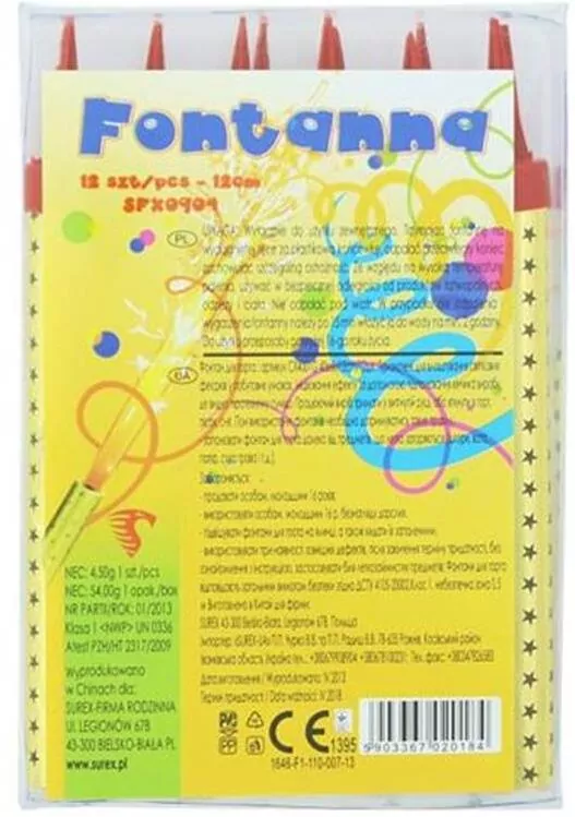 Fontanny tortowe 12cm/12szt  SFF0900 - tantis.pl