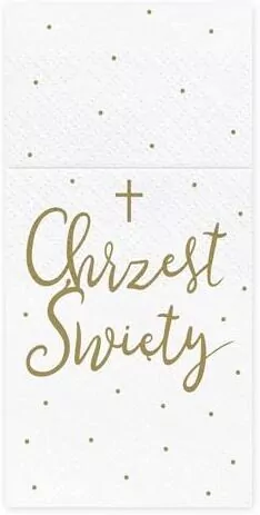Kieszonka na sztućce biała Chrzest 10x20cm - tantis.pl