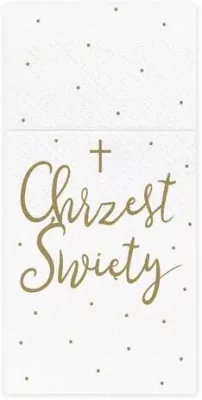 Kieszonka na sztućce biała Chrzest 10x20cm