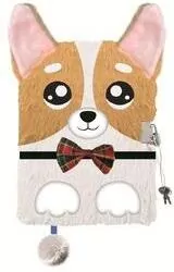 Pamiętnik z kłódką A5/96K 3D włochacz Corgi - tantis.pl