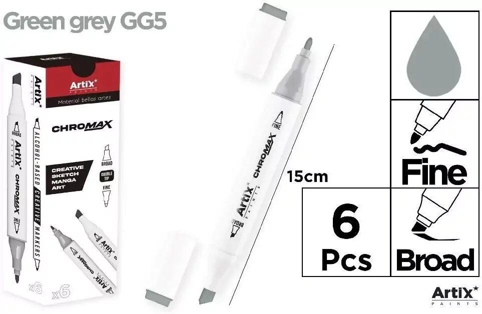 Marker Chromax z 2 końcówk. green grey GG5 (6szt) - tantis.pl