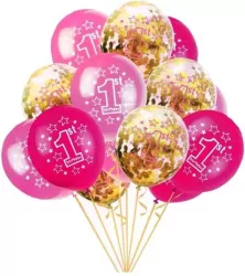 Balony 1st Birthday różowe