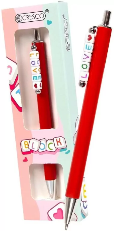 Długopis Block z koralikami LOVE w etui czerwony - tantis.pl