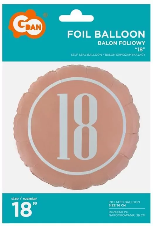 Balon foliowy 18-stka różowo złoty - tantis.pl