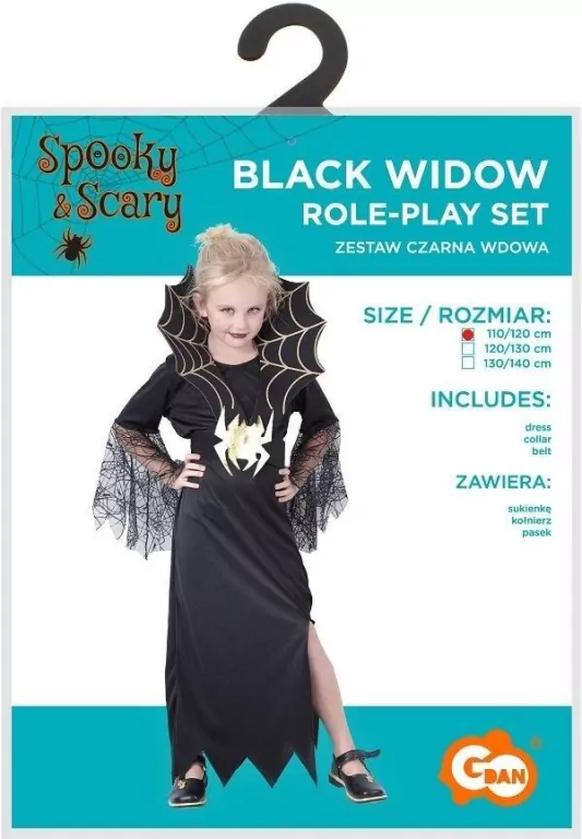 Strój dla dzieci Czarna Wdowa rozm. 110/120cm - tantis.pl
