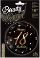 Balon foliowy Happy 18 Birthday czarny 45cm - tantis.pl