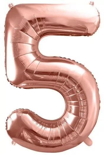 Balon foliowy cyfra 5 86cm różowe złoto - tantis.pl