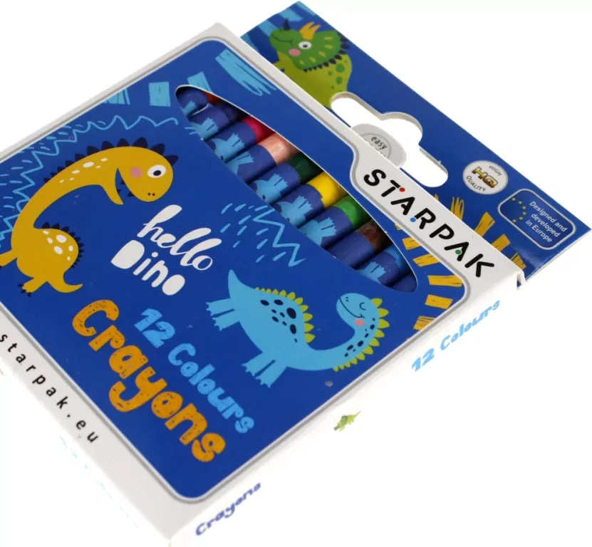 Kredki woskowe 12 kolorów Dino - tantis.pl