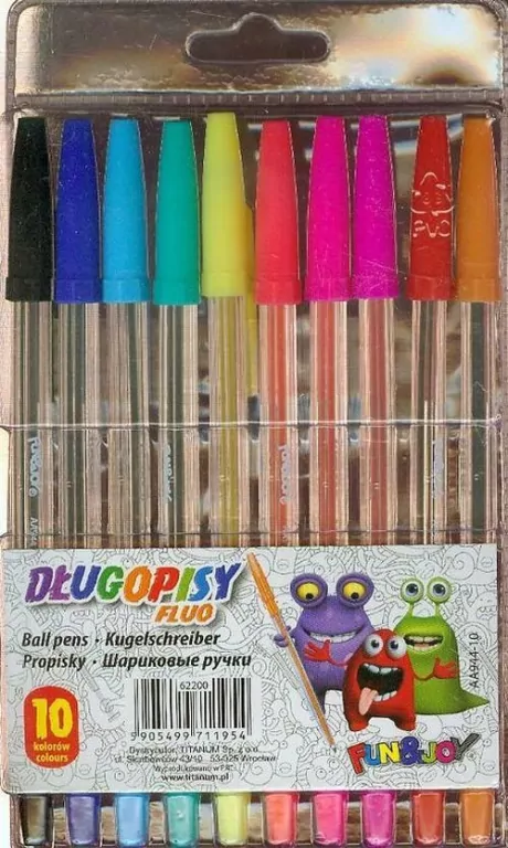 Długopisy fluo 10 kolorów - tantis.pl