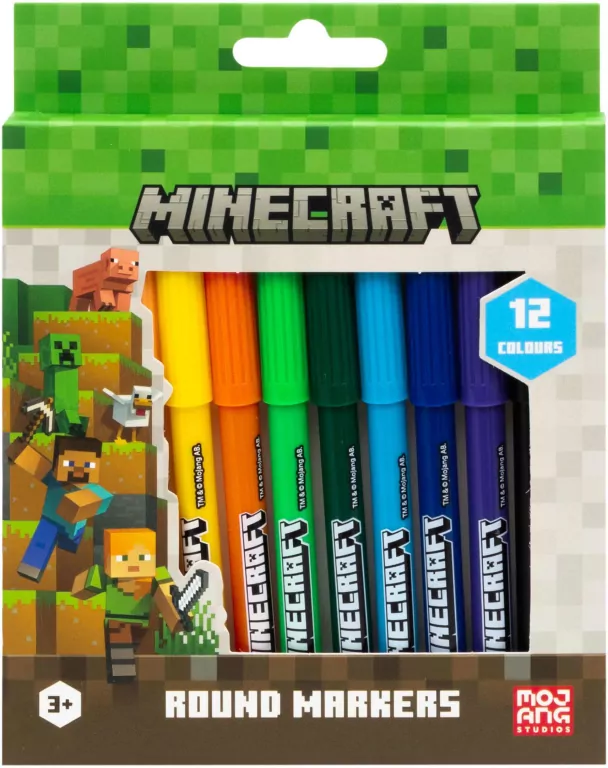 Flamastry okrągłe Minecraft 12 kolorów - tantis.pl