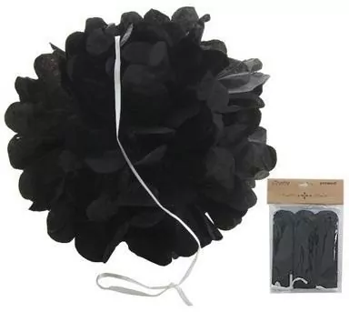 Ozdoba papierowa pompon czarna 25cm 3szt - tantis.pl