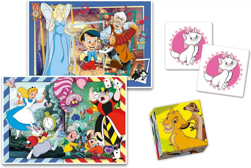 Puzzle 48 + 36 + Memo + 6 klocków Edukit Disney - tantis.pl
