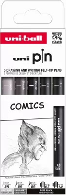 Cienkopis kreślarski PIN 200 Comics dwa kolory różne grubości 5 szt.