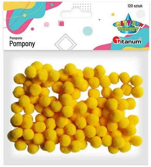 Pompony poliestrowe 10mm żółte 120szt - tantis.pl