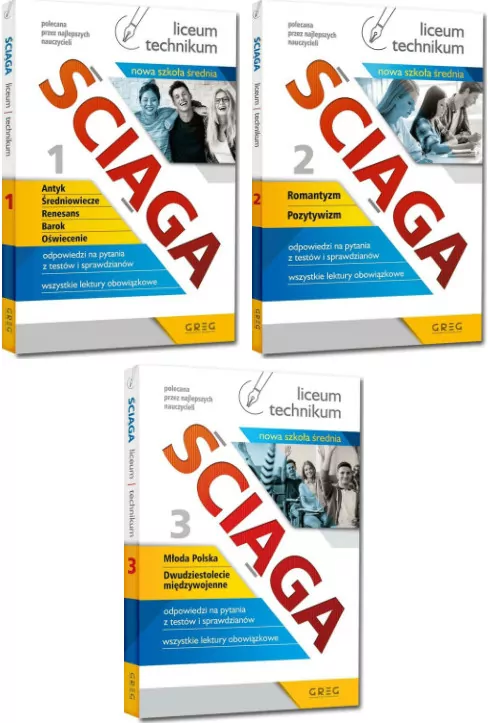 Pakiet: Ściąga 1. Antyk, Średniowiecze, Renesans, Barok, Oświecenie / Ściąga 2. Romantyzm, Pozytywizm / Ściąga 3. Młoda Polska, Dwudziestolecie międzywojenne. Liceum, technikum - tantis.pl
