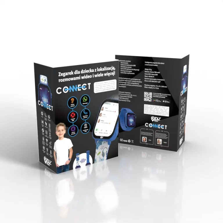 Smartwatch dla dziecka KiDiZ Connect niebieski - tantis.pl