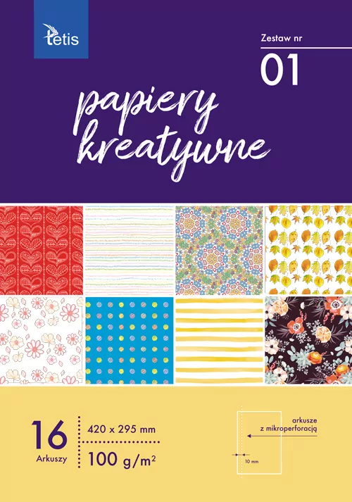 Papier kreatywny A3 zestaw nr 01 TETIS - tantis.pl