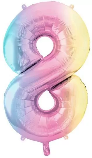 Balon foliowy cyfra 8 86cm pastel tęczowy - tantis.pl