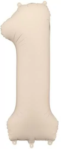 Balon foliowy cyfra 1 86cm jasny beż - tantis.pl