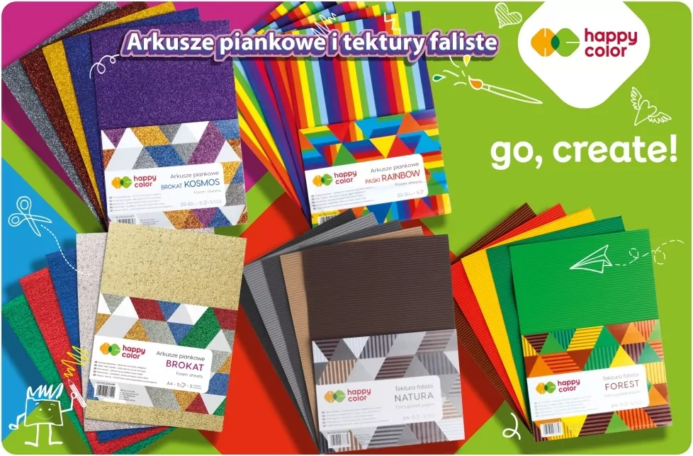 Arkusze piankowe brokatowe A4/5K HAPPY COLOR - tantis.pl