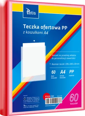 Teczka ofertowa A4 PP + 60 koszulek czerwona