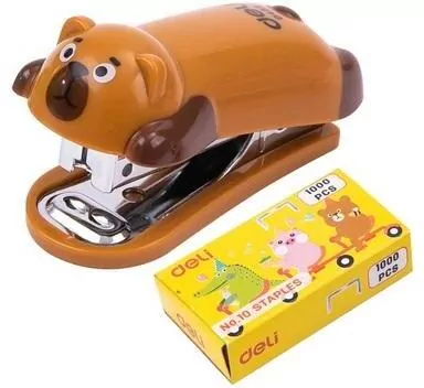 Zszywacz miś brązowy DELI - tantis.pl