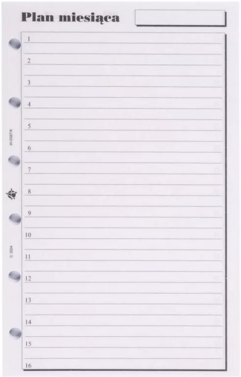 Wkład do organizera K Plan miesiąca ANTRA - tantis.pl