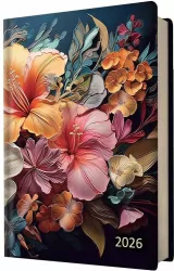 Kalendarz 2026 A5 dzienny z gumką kwiaty