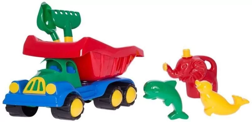 Samochód duży z dodatkami do piasku i konewką - tantis.pl