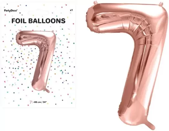 Balon foliowy cyfra 7 86cm różowe złoto - tantis.pl