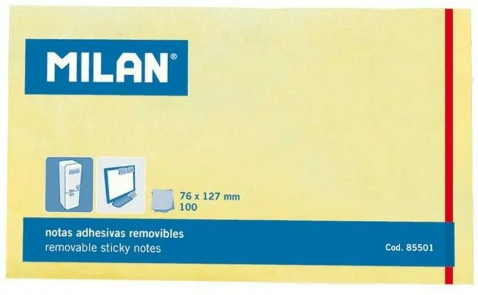 Karteczki samoprzylepne Milan 125x76 mm żółte, 100 sztuk - tantis.pl