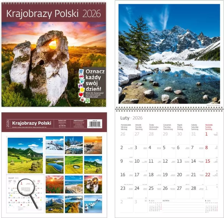 Kalendarz 2026 ścienny 30x30 Krajobrazy HELMA - tantis.pl